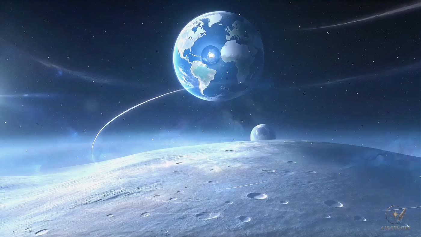 Build a cinematic cosmic tribute. Still from the original moving image.